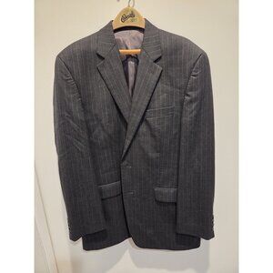 Lauren Ralph Lauren Mens Wool Blazer Suit Jacket 42L Gray Pinstripe